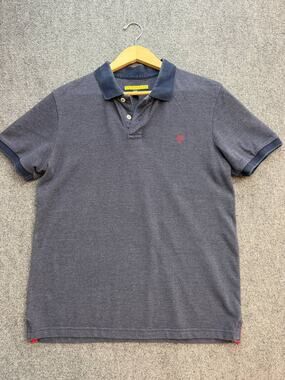 Prince & Fox Men's Large Navy Blue Pique Short Sleeve Polo Shirt Fox Logo